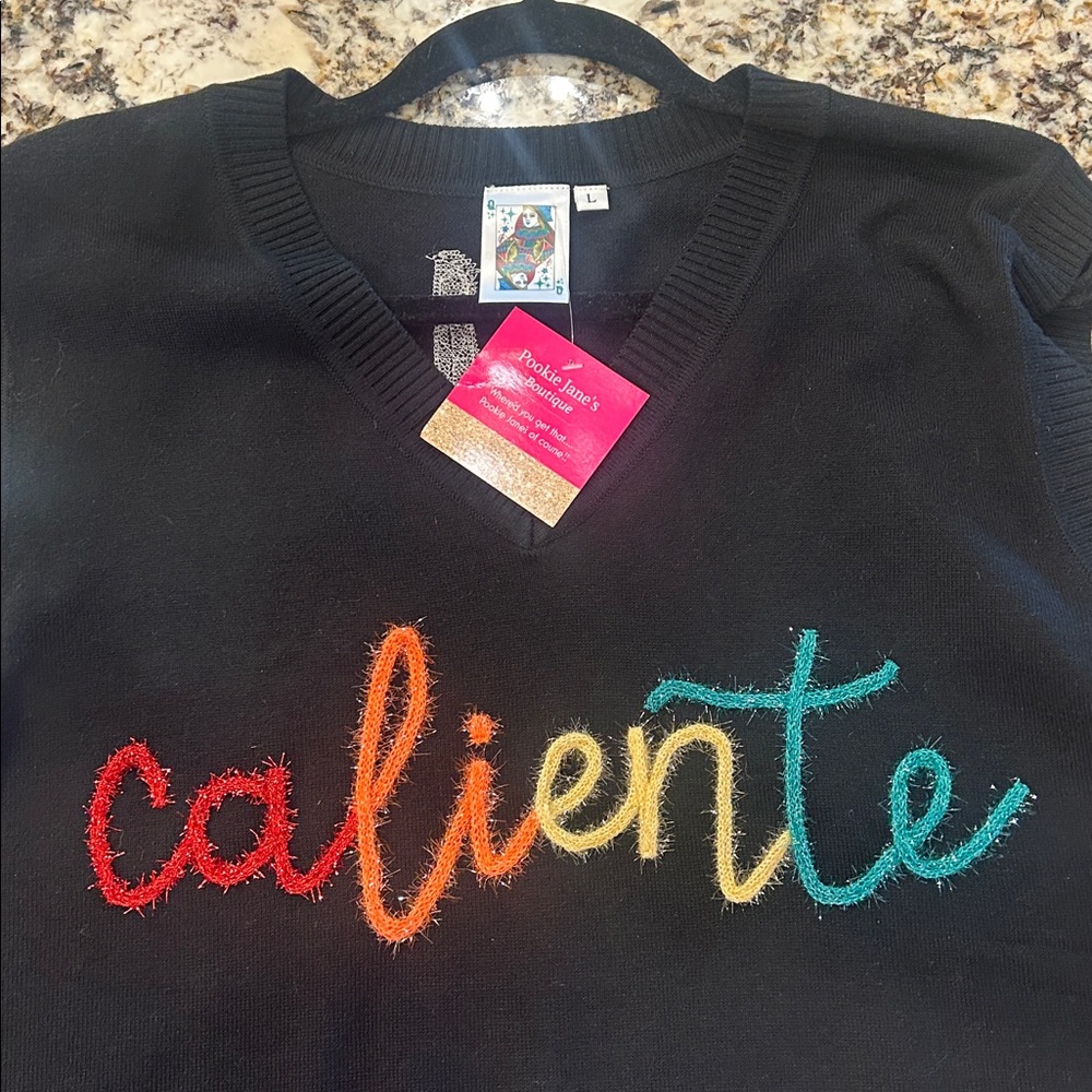 Queen Of Sparkles NWT Caliente Feather Sweater Tank Size Large